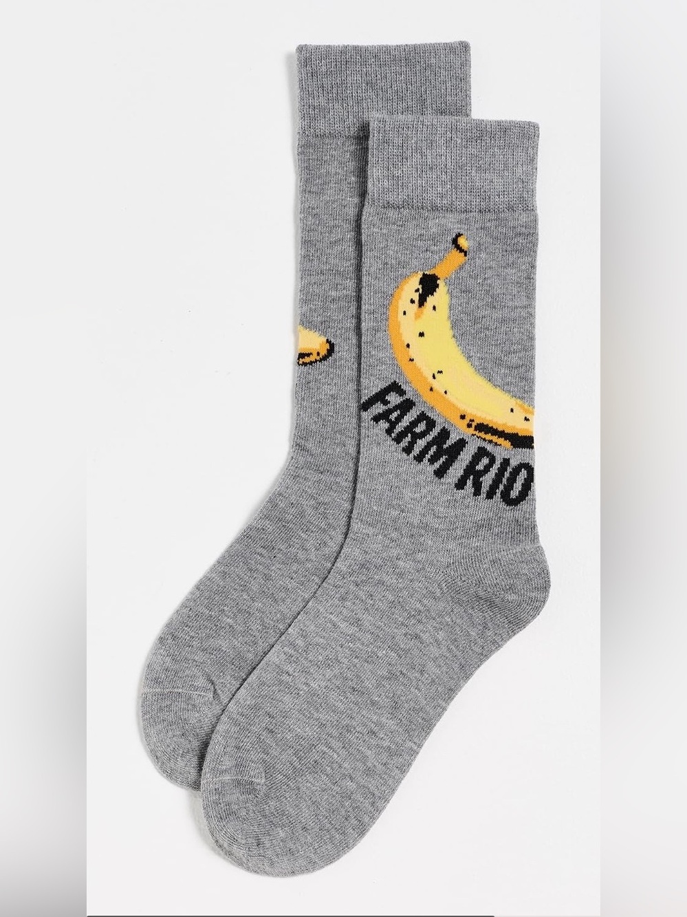 GIFT 🎁 IDEA FARM Rio Gray Banana Graphic Crew Socks, Unisex, One Size